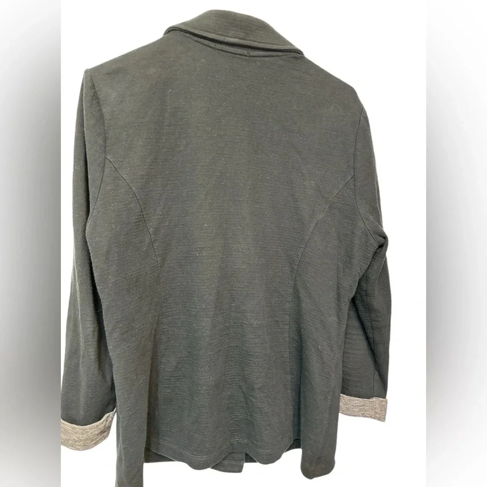Matty M Womens Black Shawl Neck Casual Knit Roll Sleeve Open Front Blazer